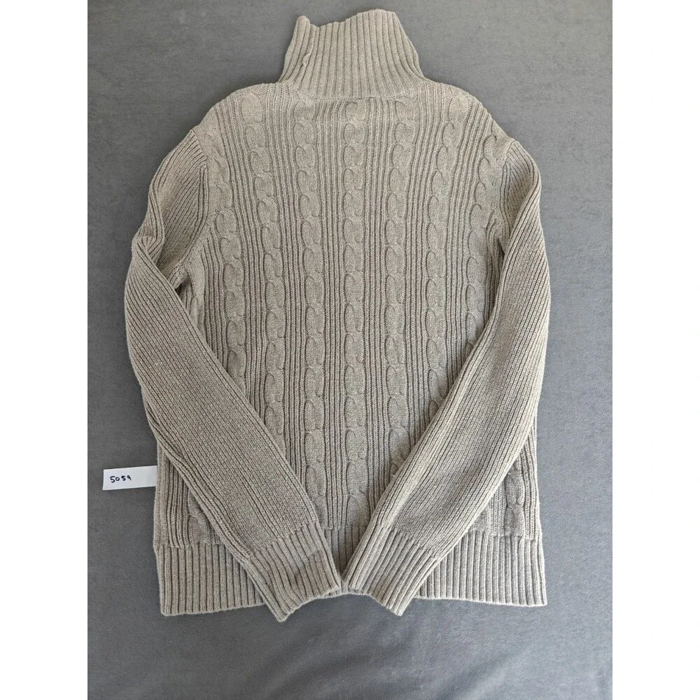 Express Mens Large Gray Cable Knit Turtleneck Sweater Cotton Blend
